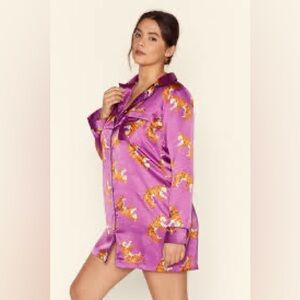 Nasty Gal Purple and Orange Pajama Top